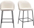 Ensemble de 2 Tabourets de Bar en Tissu Bouclette Écru avec Pieds Noirs - Design Alta