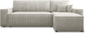 Canapé d'angle réversible convertible en velours côtelé Lorenzo - Beige