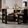 Table de bar extensible avec rangement et portes vitrées, rotation à 360°, étagères ajustables, idéale pour cuisine moderne