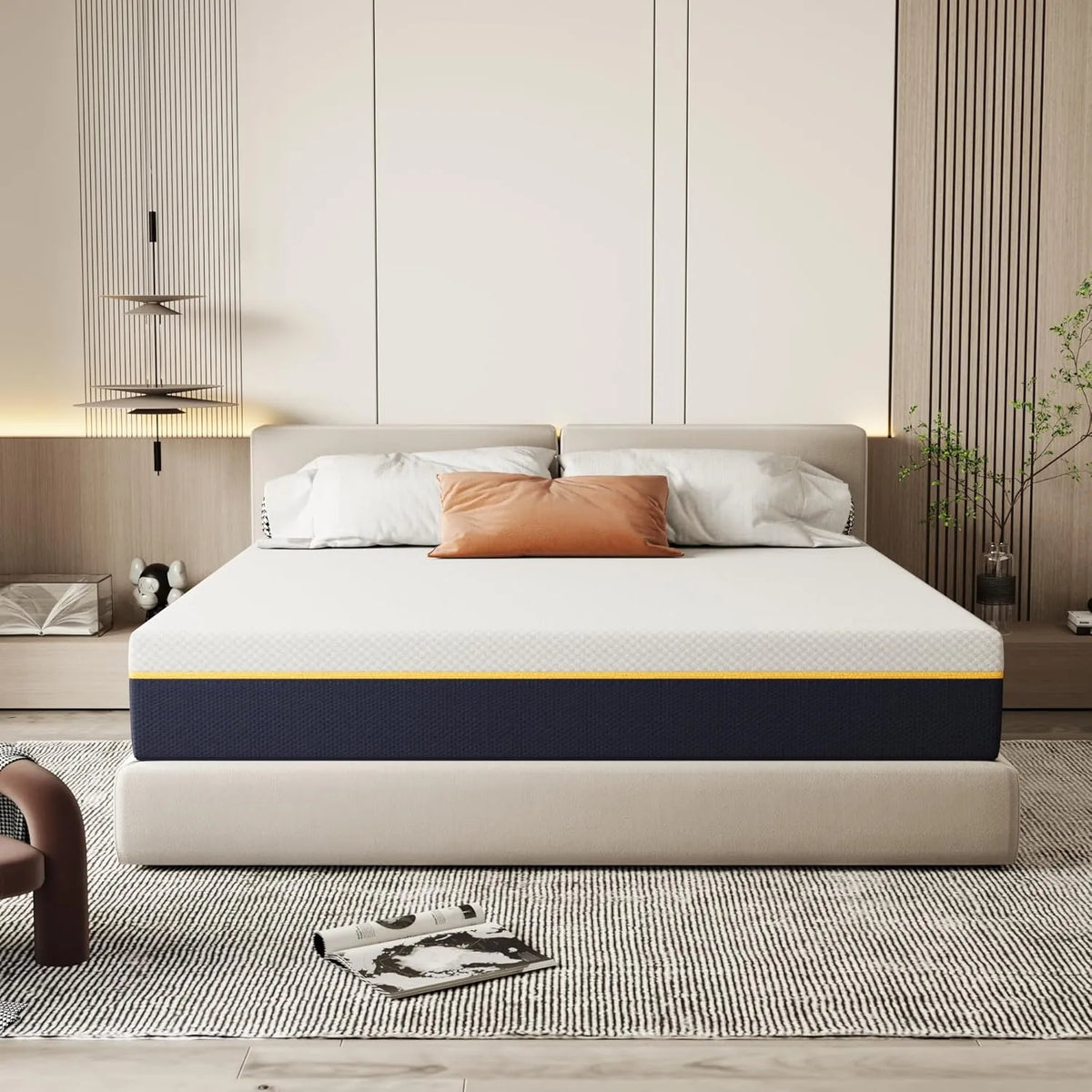 Matelas 140x200 cm en Mousse Mémoire et Bambou, Confort Moyenne, Respiration et Hypoallergénique, Housse Lavable