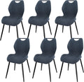 Ensemble de 6 chaises rembourrées avec dossier haut en tissu, pieds en métal noir pour salle à manger et chambre