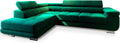 Canapé d'Angle Convertible Selva Vert avec Coffre de Rangement