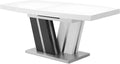 Table à Manger Extensible Noami II, 6 à 8 Personnes, Finition Laquée Gris et Blanc