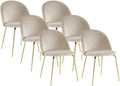 Ensemble de 6 chaises en velours beige avec pieds en acier doré - Modèle Melbourne - Confort et élégance moderne pour salle à manger