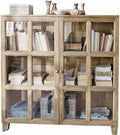 Commode en Bois de Manguier avec Portes en Verre, Design Rustique
