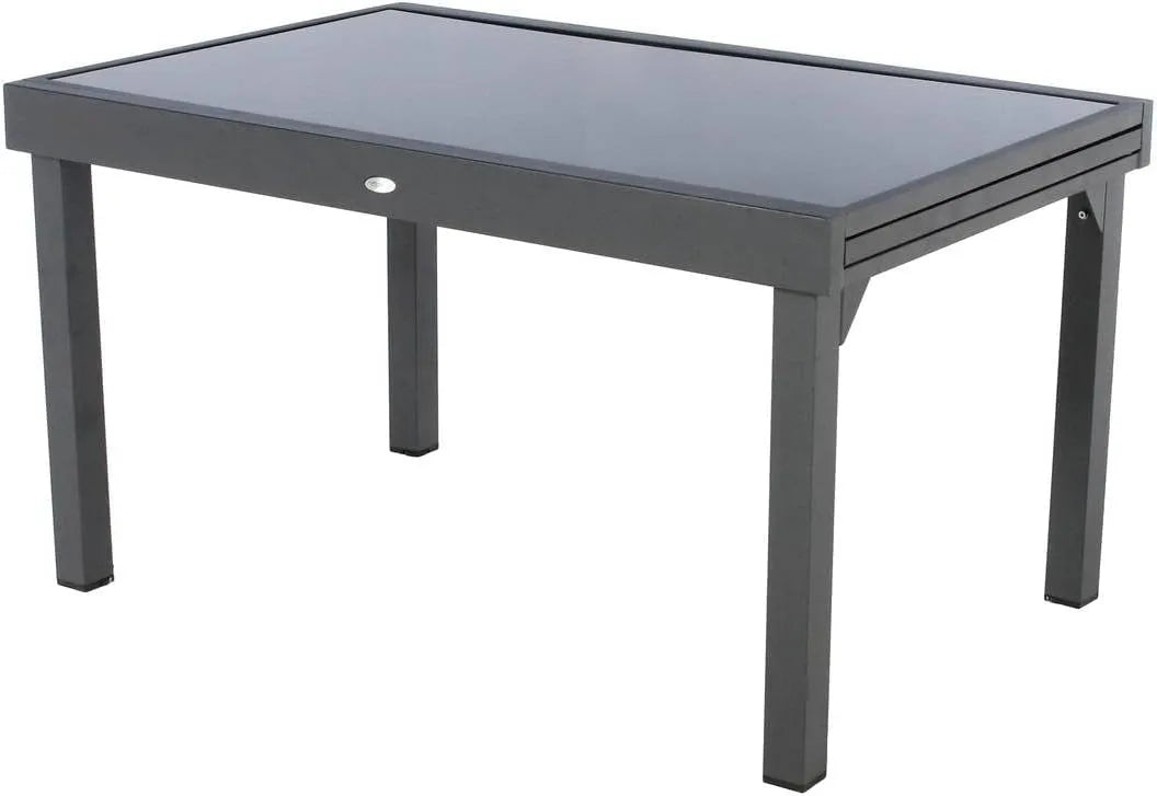 Table de Jardin Extensible Piazza 10 Places en Aluminium et Verre Trempé - Gris Graphite