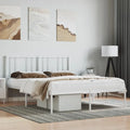 Structure de Lit en Acier Blanc 140 x 190 cm avec Tête de Lit Moderne