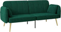 Canapé-lit 2 Places en Velours avec Dossier Réglable - Vert Foncé