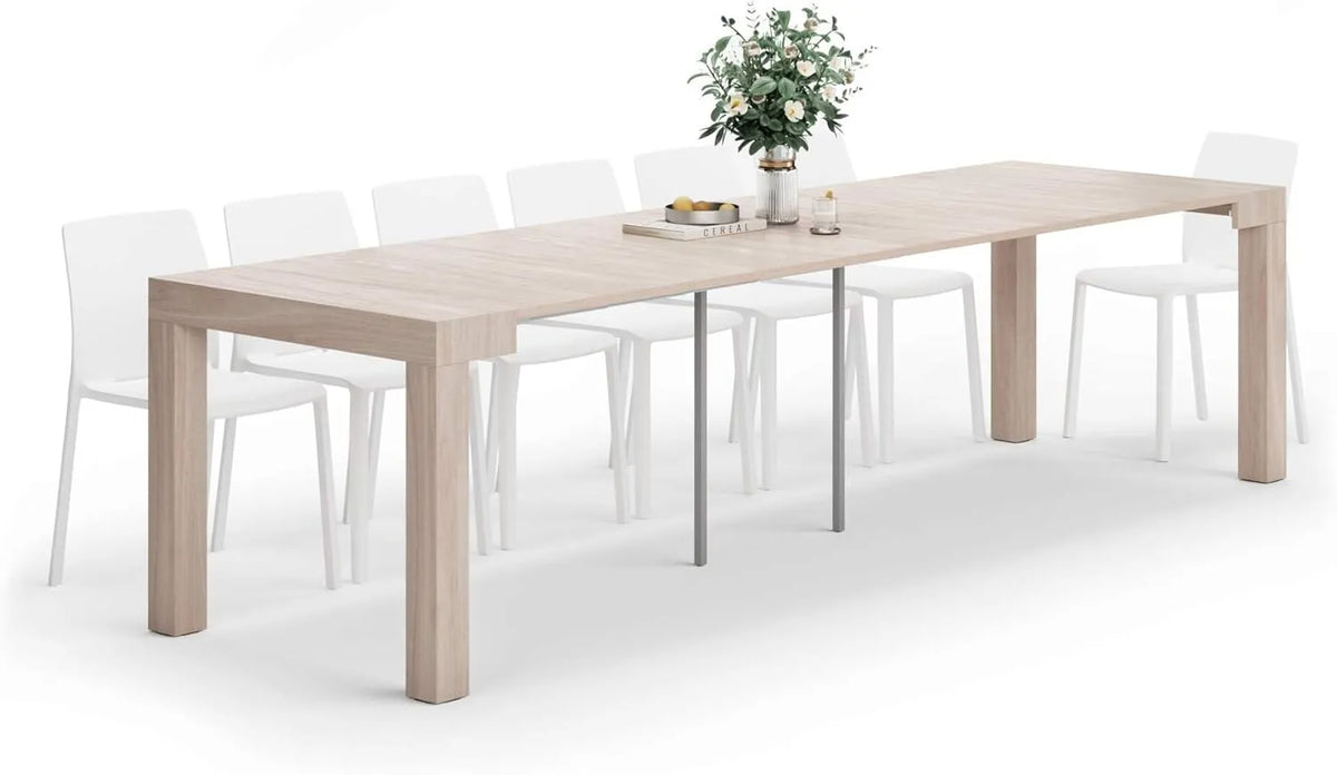 Table Consoles Extensibles en Bois Orme Perle, Design Italien, 90 x 45 x 75 cm
