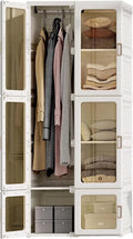 Armoire portable pliable avec rails et étagères, porte magnétique, pour petits espaces
