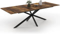 Table à Manger Alix Extensible pour 8-12 Personnes avec Pieds Araignée Noirs et Plateau en Bois Foncé 200-240 cm