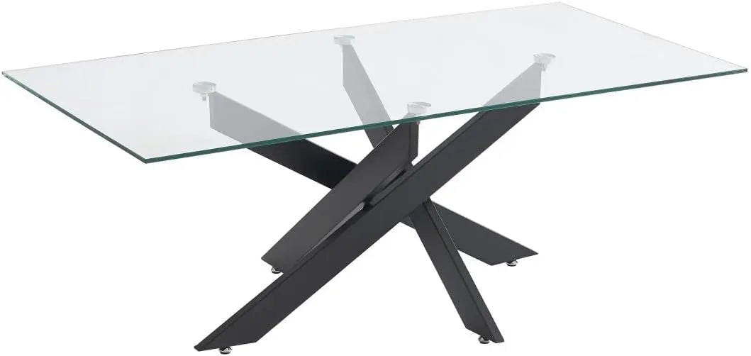 Table basse Cosima en verre trempé et métal noir - Design moderne