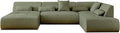 Lisa Design - Grand Canapé d'Angle Droit Panoramique - Tissu Vert Sauge - Sofa XXL 7 Places