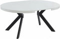 Table à Manger Extensible en MDF et Acier pour 4 à 8 Personnes - Blanc Laqué et Noir - Modèle KOMONI