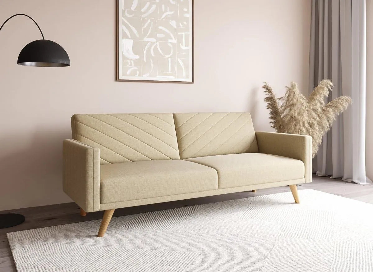 Canapé Convertible Scandinave 3 Places en Tissu Beige - Balder