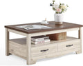 Table basse rustique avec rangement en chêne et marron - LINSY HOME