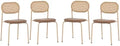 Ensemble de 4 chaises de salle à manger modernes en rotin avec pieds en métal, pour salon et chambre, couleur marron