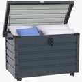 Coffre de Jardin Extérieur 295L en Acier avec Roulettes et Vérin à Gaz - 100x62x65 cm Gris