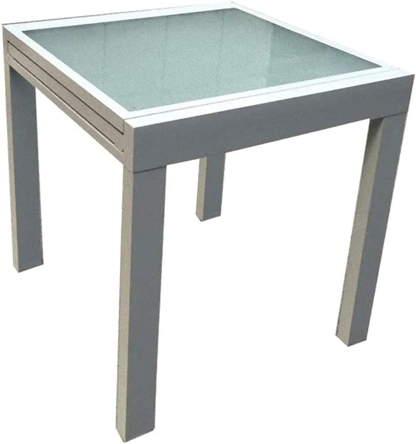 Table de Jardin Extensible en Aluminium et Verre 65 x 130 x 65 cm