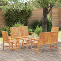 Ensemble de jardin 6 places en acacia, marron, moderne et robuste, pour terrasse et balcon