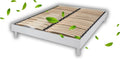 Lit Sommier 140x190 cm Blanc, Ergonomique à Lattes avec Pieds, Structure Solide en Bois, Montage Simple