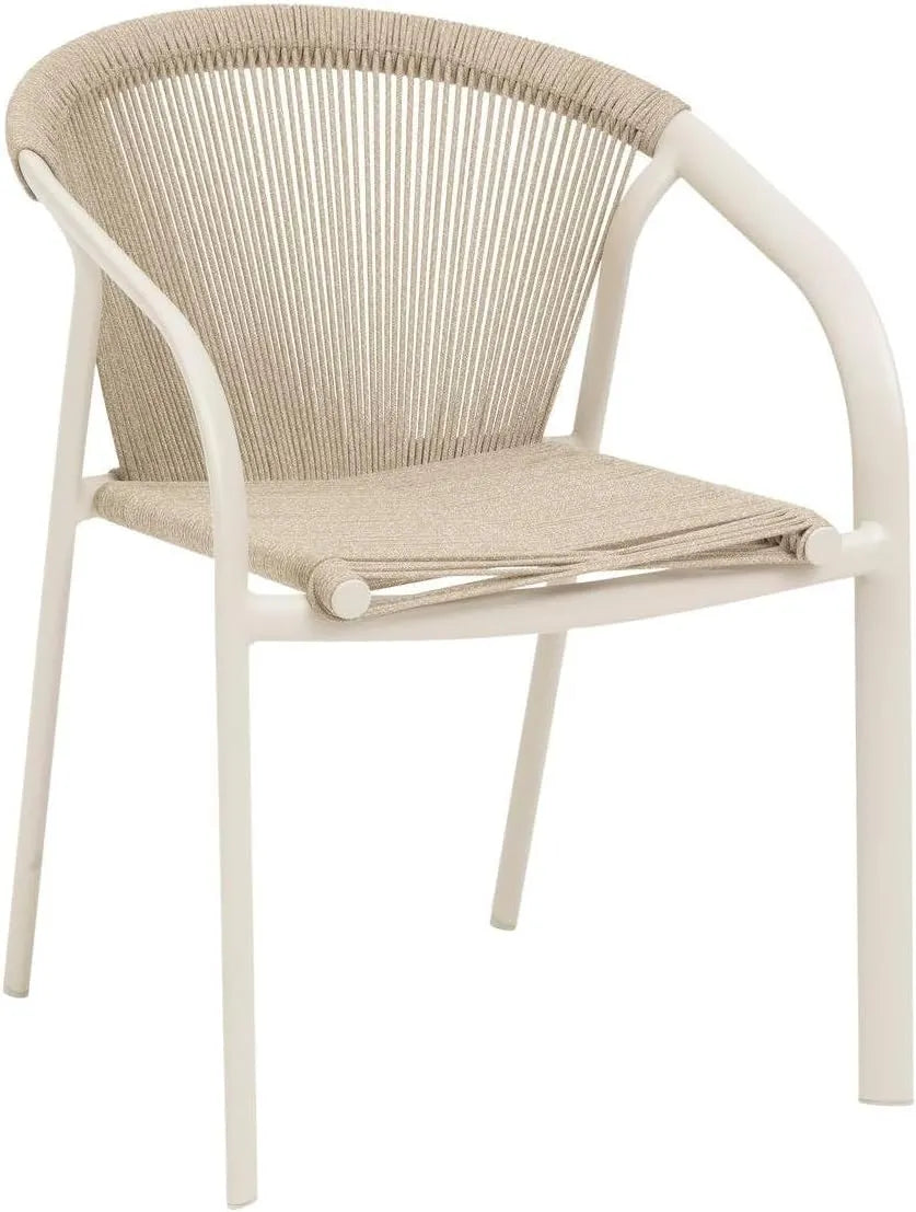 Chaise de Jardin Empilable Riu en Argile et Beige, Tissu Résistant à l'Eau, Coussins Amovibles
