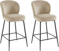 Lot de 2 Tabourets de Bar en Velours Beige et Métal Noir - Design Moderne
