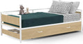 IDMarket - Canapé-lit Detroit 90x190 cm Convertible 180x190 cm en Hêtre et Blanc Style Industriel
