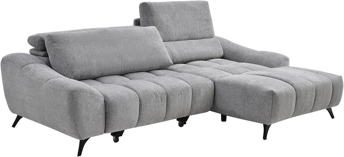 Canapé d'angle droit relax en tissu gris avec assise coulissante ELOSIA - Vente-unique