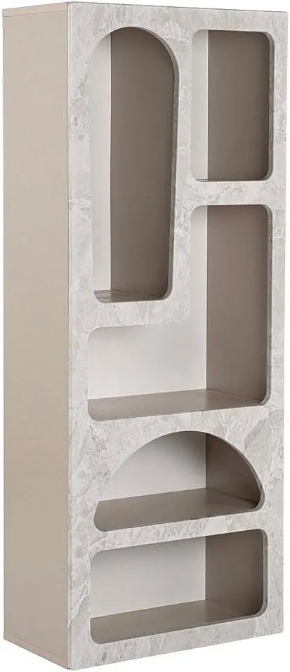 Étagère à 5 Compartiments Effet Marbre Gris - Modèle LUELA