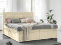 Lit boxspring en velours beige 160x200 avec rangement - Dakota