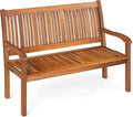 Banc de Jardin en Acacia pour 2 Personnes, 126 x 63 x 91 cm, Capacité 322kg, Dossier Ajustable, Accoudoirs Ergonomiques, Idéal pour Terrasse et Cour