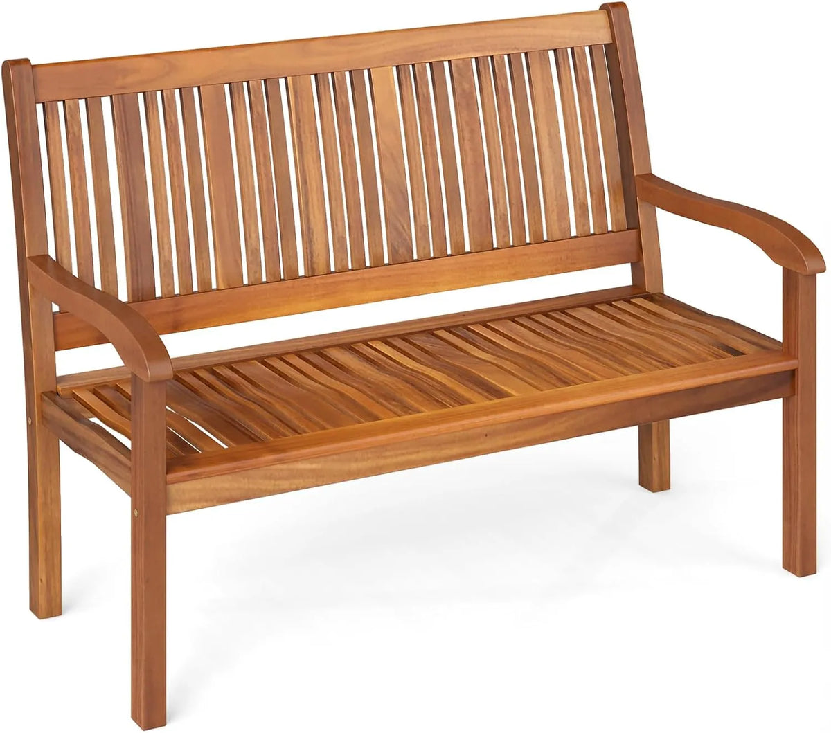 Banc de Jardin en Acacia pour 2 Personnes, 126 x 63 x 91 cm, Capacité 322kg, Dossier Ajustable, Accoudoirs Ergonomiques, Idéal pour Terrasse et Cour
