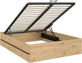 Lit coffre 140x190 cm en bois naturel et noir - Modèle LUDARO