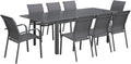 Ensemble de Jardin Extensible en Aluminium Anthracite avec 6 Chaises et 2 Fauteuils - 8 Personnes