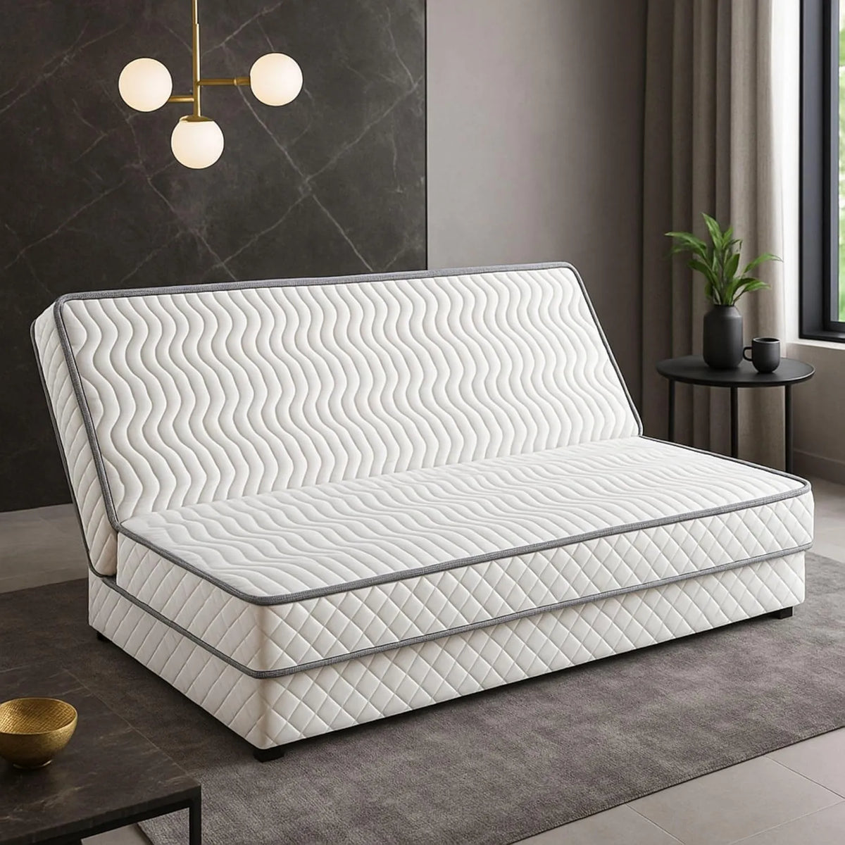 Ensemble Matelas Clic-Clac 120x190, Mousse Polyester et Tissu Stretch, Confort Ferme - Hauteur 15 cm avec Protège-Matelas et Oreiller à Mémoire