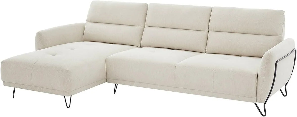 Canapé d'angle gauche en tissu beige avec dossier ajustable DURIMA
