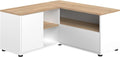 Meuble TV d'Angle Symbiosis en Blanc et Chêne Naturel, 90x90x45 cm