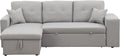 Canapé d'Angle Convertible Réversible 3 Places Axel en Tissu Gris Clair