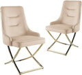 Chaise Lexa en Velours avec Pieds Dorés, Lot de 2