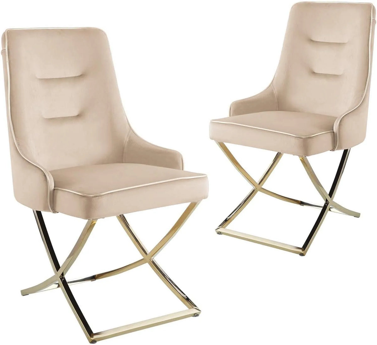 Chaise Lexa en Velours avec Pieds Dorés, Lot de 2