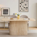 Table à Manger Rectangulaire 160x90 cm en MDF Style Travertin pour Cuisine