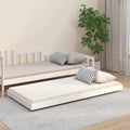 Cadre de lit en pin blanc 90x190 cm avec roulettes, sommier inclus, moderne et durable pour chambre d'enfant