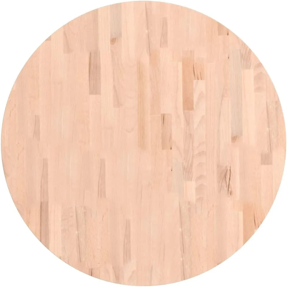 Plateau de Table Rond en Hêtre Massif pour Salon, Ø80x2,5 cm