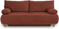Canapé Lit 3 Places en Velours Côtelé Terracotta avec Coffre - Bestmobilier