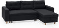 Canapé d'Angle Convertible 3 Places en Tissu Gris avec Coffre