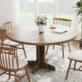 Table Ronde en Bois 120 cm pour Salle à Manger, 4-6 Personnes, Base Solide, Marron