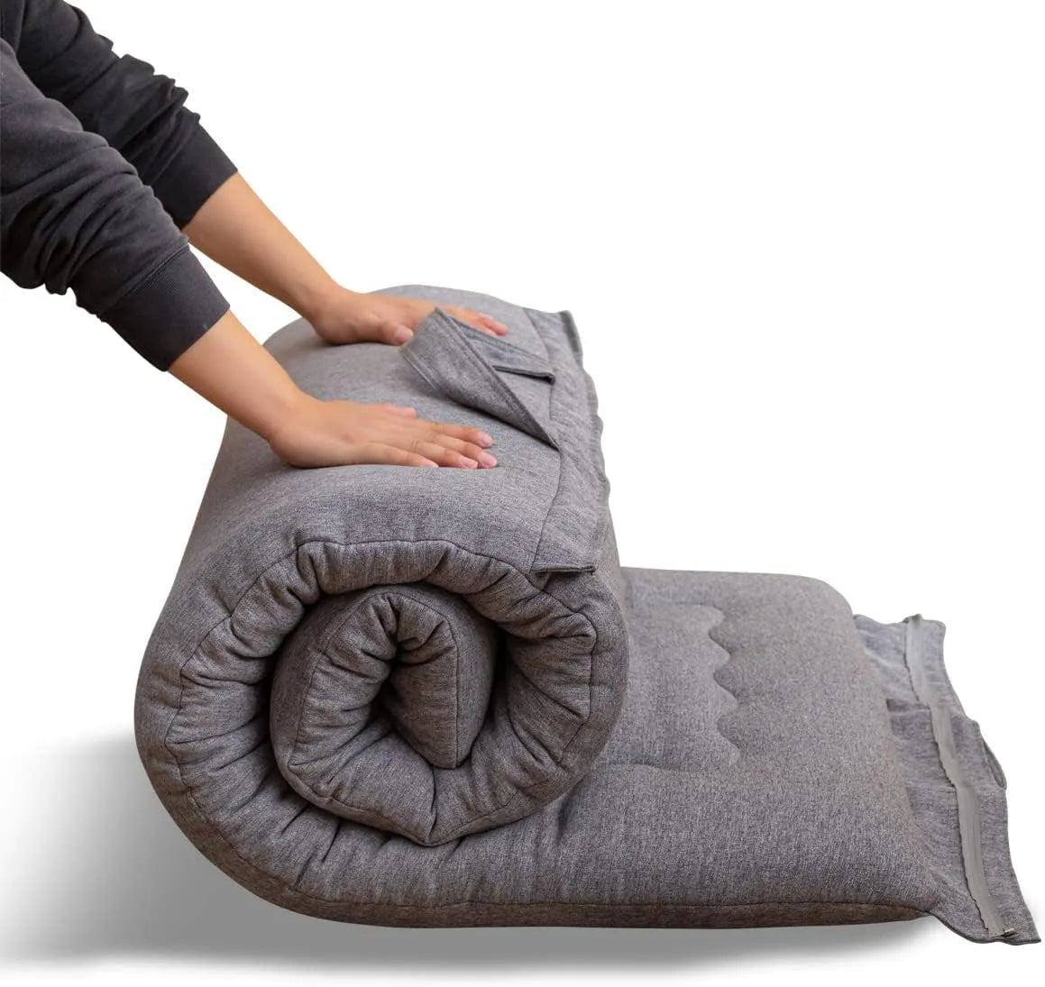 Matelas Futon Pliable Hypoallergénique avec Poignée et Fermeture Éclair pour Extérieur