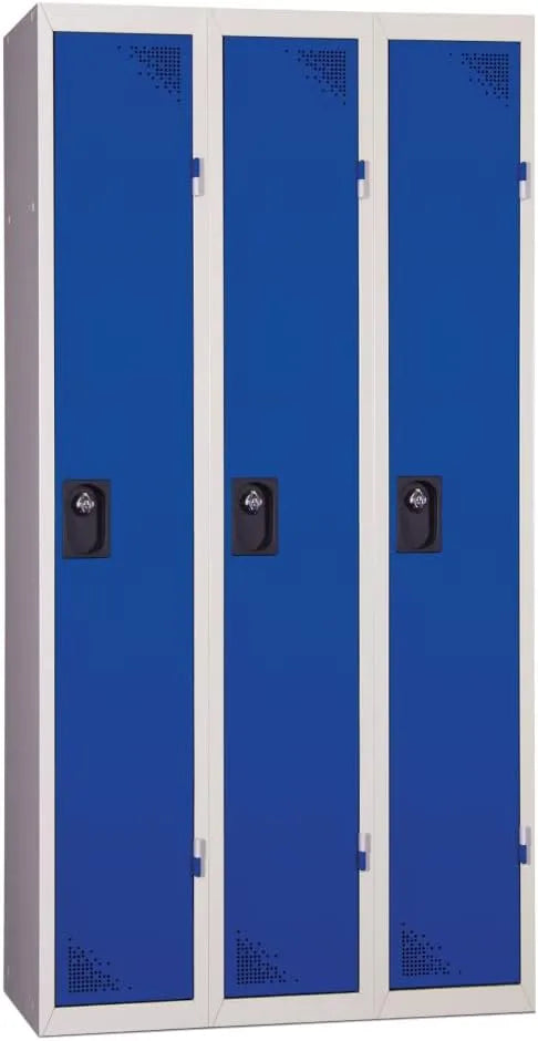 Armoire Vestiaire Modulaire Industrielle - 3 Colonnes - Bleu - Largeur 90 cm