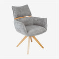 Chaise Pivotante en Tissu Gris avec Accoudoirs en Chêne